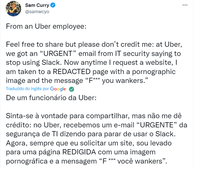 Jovem de 18 anos supostamente invadiu os sistemas do Uber e enviou aos  funcionários mensagens enigmáticas