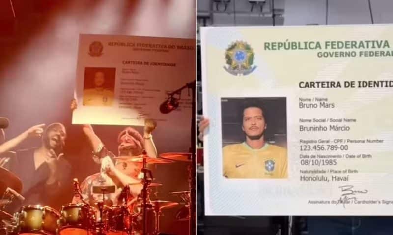Bruno Mars ganha Carteira de Identidade Nacional gigante em show de encerramento: ‘O Bruninho pertence ao Brasil’