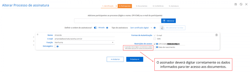 Assinar com CPF, outros signatários podem ver?