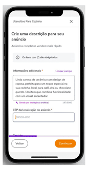 Ferramenta de IA generativa da OLX sugere informações
a partir de fotos do produto a ser anunciado - OLX implementa ferramenta de IA pioneira 