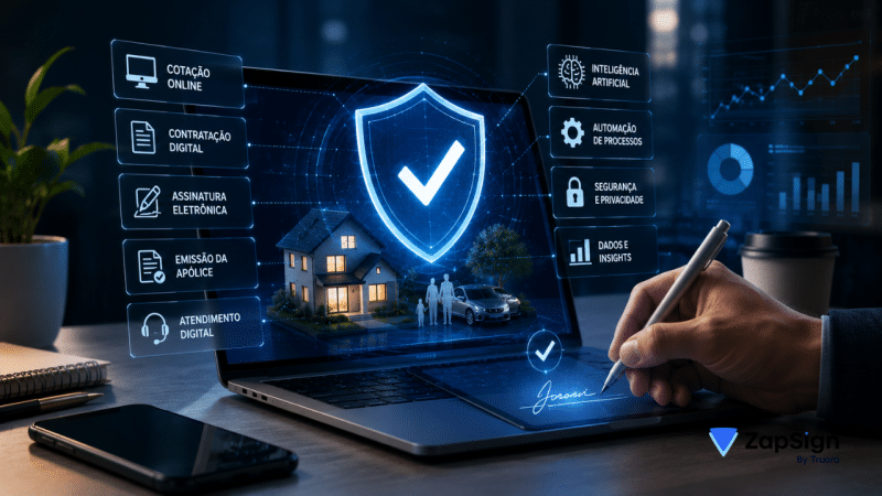 resuma para redes sociais: O seguro digital simplifica contratação, assinatura, emissão de apólices e atendimento, com mais segurança, integração, privacidade e autonomia para o cliente Um certificado digital ajuda a dar mais segurança à contratação de seguro digital, modelo em que a jornada de cotação, análise, assinatura, pagamento e emissão da apólice acontece em ambiente online. Ele reduz etapas presenciais, melhora o controle do cliente sobre a contratação e torna a troca de dados mais organizada entre seguradora, corretor, plataforma e segurado. O que é seguro digital? Seguro digital é a contratação de produtos de seguro com suporte de canais, documentos e fluxos eletrônicos. Isso não significa apenas “comprar pela internet”. O ponto central está na digitalização da jornada inteira, da simulação inicial ao acompanhamento da apólice, com menos dependência de papel, deslocamento físico e troca manual de informações. Segundo a Susep, o Open Insurance padroniza o compartilhamento de dados e serviços por abertura e integração de sistemas, com privacidade e segurança. Esse contexto reforça a tendência de experiências mais conectadas, nas quais consentimento, interoperabilidade e organização de dados passam a influenciar a contratação. Como funciona a jornada de contratação online? A contratação digital costuma começar pela simulação. O cliente informa os dados básicos, escolhe o tipo de proteção desejado e recebe opções de cobertura. Depois, a plataforma coleta dados adicionais, realiza a análise de perfil, apresenta condições comerciais e encaminha o aceite eletrônico do contrato ou da proposta. Etapa Função na jornada Ponto de atenção Simulação Apresenta estimativas de preço e cobertura. Evitar formulários longos demais. Coleta de dados Reúne informações pessoais e documentais. Registrar consentimento e finalidade. Análise de perfil Avalia risco e adequação da cobertura. Manter critérios claros. Assinatura eletrônica Formaliza aceite da proposta. Validar identidade e integridade do documento. Emissão Gera a apólice ou certificado. Entregar cópia acessível ao cliente. A assinatura eletrônica entra nessa jornada como parte da formalização. Ela permite registrar o aceite sem imprimir contrato, enviar arquivo físico ou depender de etapas presenciais. Em operações com grande volume, isso reduz filas internas e melhora a rastreabilidade. Seguro digital e experiência do cliente A experiência muda porque o cliente passa a ter mais autonomia. Ele compara opções, envia documentos, acompanha status e acessa a apólice em canais digitais. Segundo a EIOPA, consumidores usam cada vez mais ferramentas digitais em seguros e previdência, esperando comparação de ofertas e processamento de sinistros mais rápido. Essa expectativa exige clareza em cada etapa. O cliente precisa entender o que está contratando, quais coberturas estão incluídas, quais exclusões existem, como será feita a cobrança e quais canais de suporte estarão disponíveis. A experiência do cliente depende tanto da tecnologia quanto da linguagem contratual. Boas práticas para segurança, privacidade e validação Uma contratação digital eficiente precisa equilibrar agilidade e segurança. O consentimento deve ser explícito, a coleta de dados precisa ter finalidade definida e a política de privacidade deve estar acessível. Também é recomendável validar documentos, identidade e autenticidade dos registros antes da emissão da apólice. A LGPD na assinatura se relaciona diretamente com essa rotina, porque contratos de seguro lidam com dados pessoais, informações financeiras e, em alguns produtos, dados sensíveis. Por isso, trilhas de auditoria, carimbo de tempo, autenticação e controles de acesso ajudam a reduzir riscos operacionais. Indicadores para medir a eficiência do seguro digital O desempenho da contratação online pode ser medido por indicadores simples. Tempo de contratação mostra a velocidade do fluxo. A taxa de abandono indica onde o cliente desiste. NPS revela percepção de experiência. Retrabalho mostra falhas de documentação, enquanto solicitações de suporte apontam dúvidas recorrentes. KPI O que mede Como usar Tempo de contratação Duração entre simulação e emissão. Identificar gargalos no fluxo. Abandono Desistências antes da contratação. Revisar etapas com atrito. NPS Satisfação do cliente. Avaliar clareza e suporte. Retrabalho Correções de dados e documentos. Melhorar validação inicial. Suporte Volume de dúvidas abertas. Aprimorar comunicação e FAQ. Integração entre sistemas na emissão da apólice A emissão simples da apólice depende de integração. Quando CRM, plataforma de assinatura, motor de análise, gateway de pagamento e sistema da seguradora trabalham isolados, a equipe precisa copiar informações manualmente. Isso aumenta erros, atrasos e inconsistências na proposta. A API de assinatura ajuda a conectar etapas de aceite a outros sistemas do negócio. Em seguradoras, corretoras e insurtechs, essa integração pode reduzir o intervalo entre aprovação da proposta, assinatura, pagamento e disponibilização do documento final ao cliente. O seguro digital consolida uma contratação mais simples O seguro digital está mudando a contratação ao substituir etapas manuais por fluxos online mais rastreáveis, rápidos e transparentes. Quando a jornada une consentimento, validação documental, assinatura eletrônica, integração entre sistemas e suporte claro, a experiência melhora para o cliente e para a operação. Nesse processo, a atuação da ZapSign como Autoridade Certificadora contribui para jornadas digitais com mais segurança e formalização. Perguntas frequentes (FAQ) O que caracteriza um seguro digital? O seguro digital é caracterizado pela execução online de etapas como cotação, envio de dados, análise de perfil, assinatura, pagamento, emissão da apólice e acompanhamento. Ele pode envolver atendimento humano, mas reduz a dependência de deslocamentos, documentos impressos e processos manuais. Seguro digital tem validade jurídica? A validade depende da conformidade do processo, da identificação das partes, da integridade dos documentos e do tipo de assinatura usado. Em contratos digitais, é recomendável manter registros de aceite, trilhas de auditoria, autenticação e documentação acessível para eventual comprovação. Quais dados são coletados na contratação? A contratação pode exigir dados pessoais, informações de contato, documentos, dados do bem segurado, perfil de risco e preferências de cobertura. A coleta deve ter finalidade clara, consentimento adequado e proteção compatível com a natureza dos dados tratados. Quais indicadores ajudam a avaliar a jornada? Os principais indicadores incluem tempo de contratação, taxa de abandono, NPS, retrabalho documental e solicitações de suporte. Esses dados mostram onde há atrito, quais etapas geram dúvidas e quais ajustes podem melhorar a experiência do cliente. Qual é o papel da assinatura eletrônica? A assinatura eletrônica formaliza o aceite de propostas, contratos e documentos relacionados à contratação. Ela reduz o uso de papel, acelera a conclusão do processo e permite registrar evidências digitais, como data, horário, identificação e integridade do arquivo assinado.